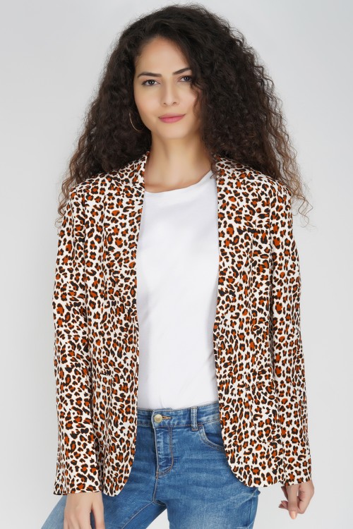 Leopard Jacket - Natural Leopard - Benares Fashion