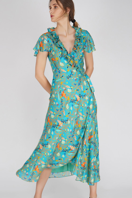 Cora Wrap Dress - Multi Floral -Benares Fashion