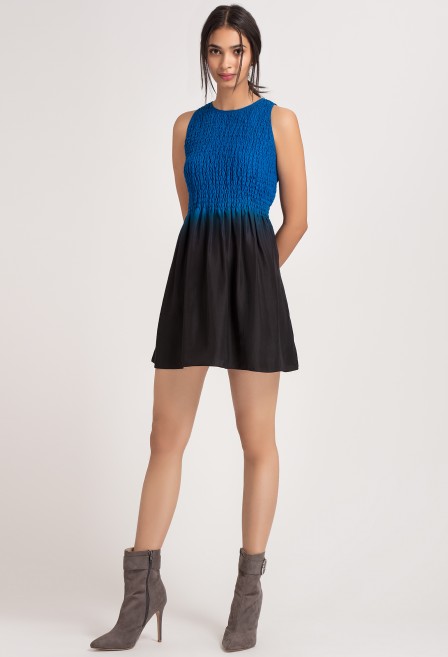 Blue Ombre Silk Mini Dress